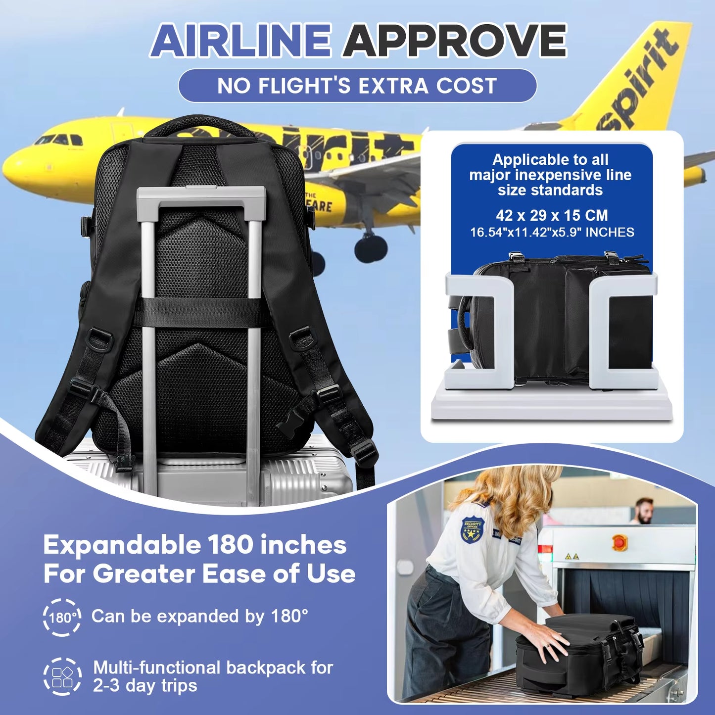 Men Vacuum Compression Backpack 15.6In Laptop Backpack Expand Hiking Vacuum Travel Backpack, Ryanair Backpack 40X20X25 Cabin Bag